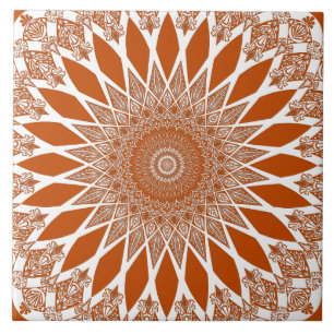 Orange Squirrel Tristyns Mandala Ceramic Tile
