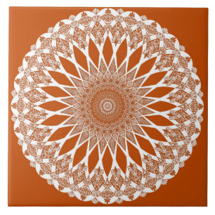Orange Squirrel Tristyns Mandala Ceramic Tile