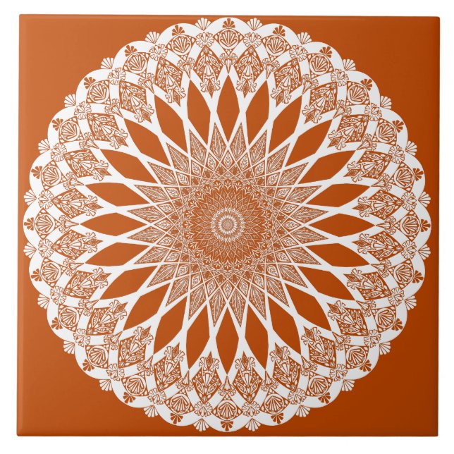 Orange Squirrel Tristyns Mandala Ceramic Tile (Front)