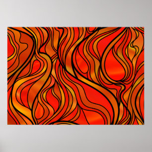 Orange Stained Glass Abstract Poster