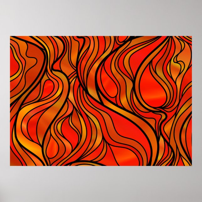 Orange Stained Glass Abstract Poster (Front)