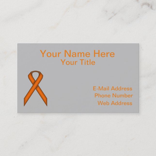Orange Standard Ribbon Business Card (Front)