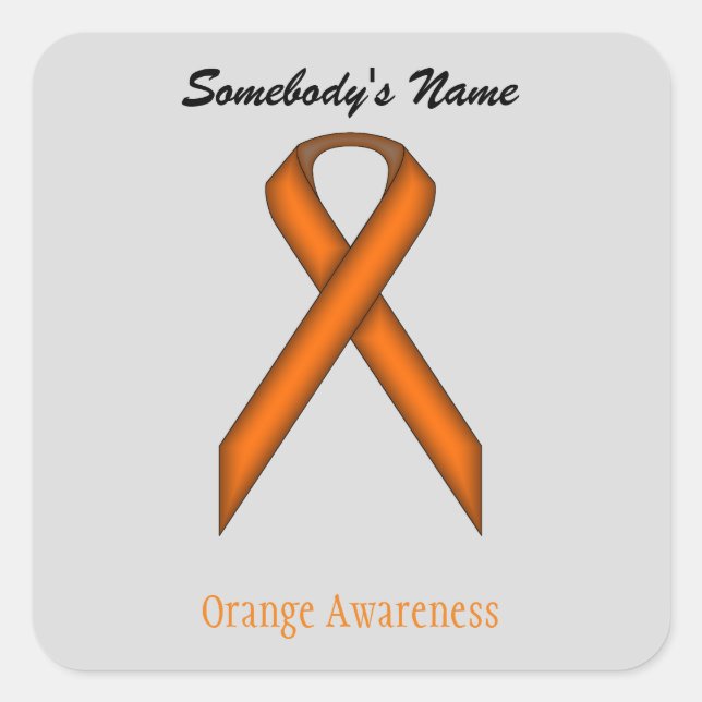 Orange Standard Ribbon by Kenneth Yoncich Square Sticker (Front)