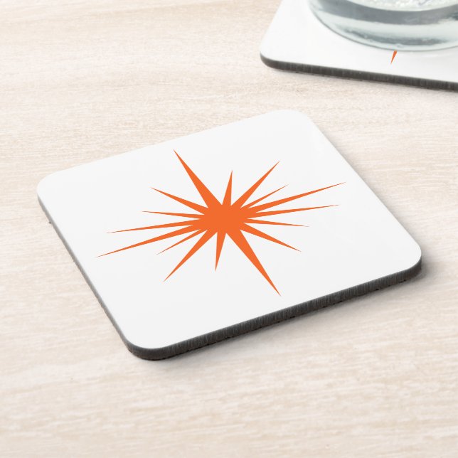 Orange Starburst Atomic Era Mid Century Modern Coaster (Left Side)