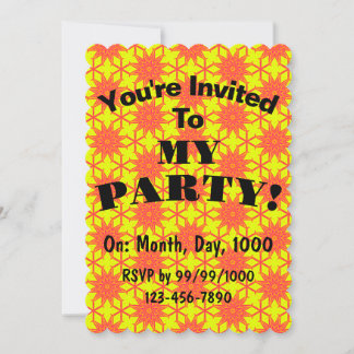 Orange Starburst Flower on Yellow Customisable  Invitation