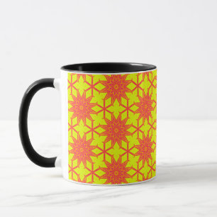 Orange Starburst Flower On Yellow Mug