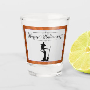 Orange Starburst Witch Halloween Shot Glass