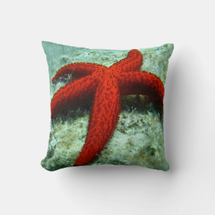 Orange Starfish Beach Pillow Nautical Sea Decor