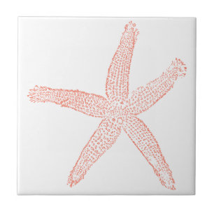 Orange Starfish Ceramic Tile
