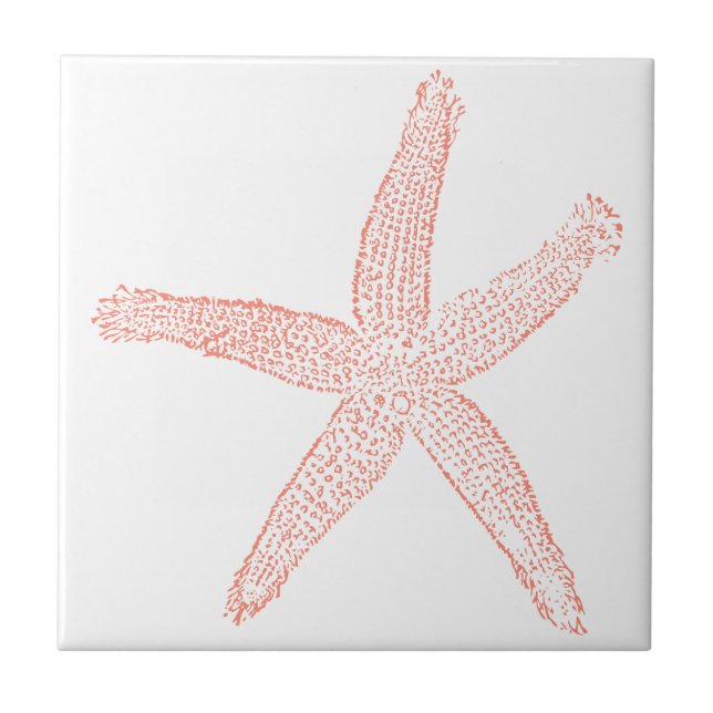 Orange Starfish Ceramic Tile (Front)