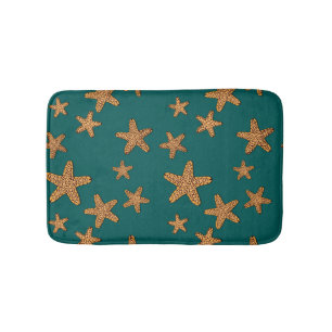 Orange Starfish Pattern Bath Mat