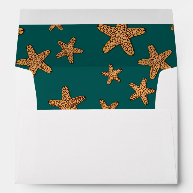 Orange Starfish Pattern Envelope (Back (Bottom))