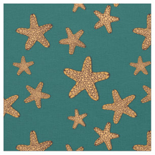 Orange Starfish Pattern Fabric