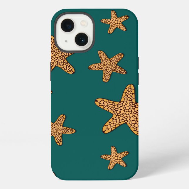 Orange Starfish Pattern iPhone Case (Back)