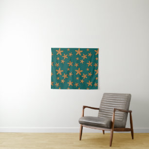 Orange Starfish Pattern Tapestry