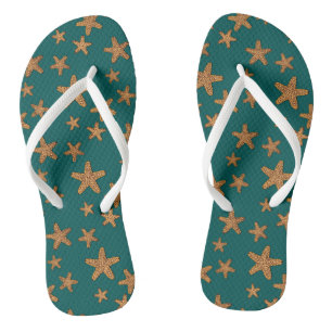 Orange Starfish Pattern Thongs
