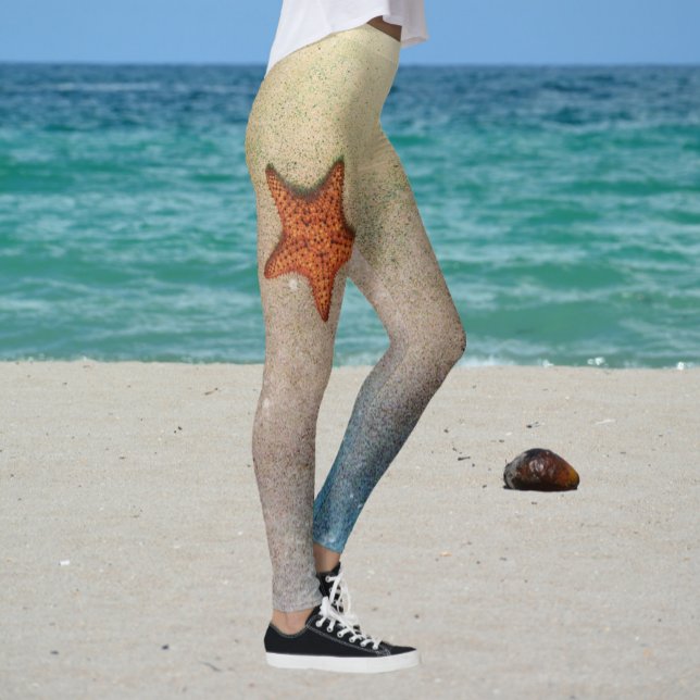 Orange Starfish Sand and Surf Coastal Chic Leggings (Creator Uploaded)