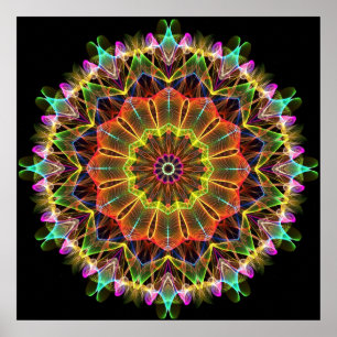 Orange Starflower kaleidoscope Poster