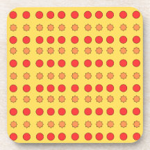 Orange Stars and Red Circles on Yellow background 
