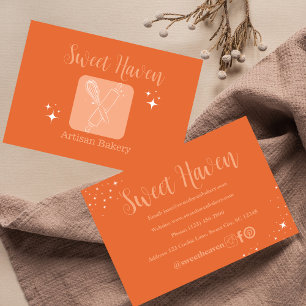  Orange Stars Cooking Utensil Bakery Business Card