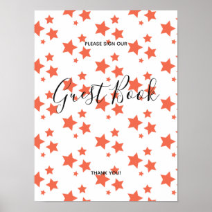 Orange stars Modern design Book Sign Poster