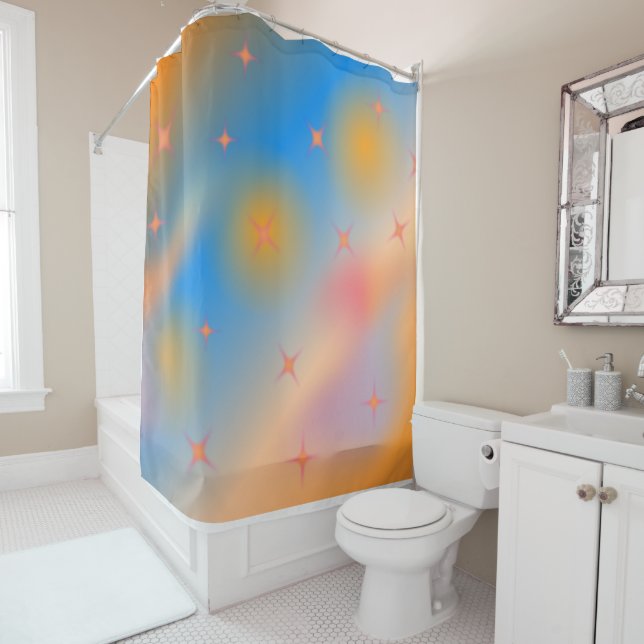 Orange stars shower curtain (In Situ)