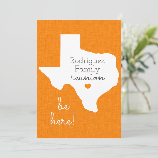 Orange State of Texas Family Reunion Invitation (Standing Front)