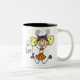 Orange Stick Figure Cheerleader t-shirts and Gifts Two-Tone Coffee Mug