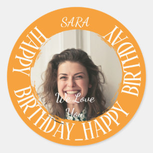 orange Sticker for birthday fully customizable
