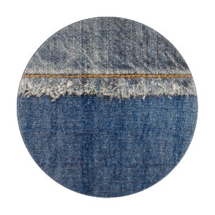 Orange Stitch, Double Denim Patch. Cutting Board