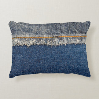 Orange Stitch, Double Denim Patch. Decorative Cushion