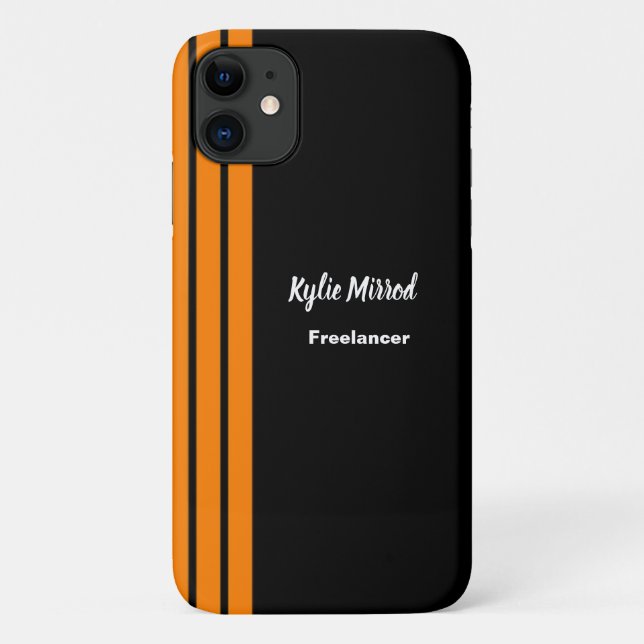 Orange stripe lines black Case-Mate iPhone case (Back)