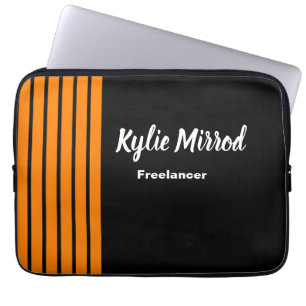 Orange stripe lines black laptop sleeve