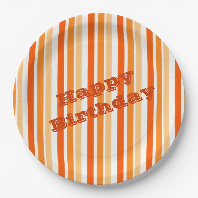 Orange Stripe Paper Guest Plates (Front)
