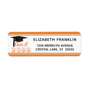 Orange Striped Class of 20XX   Editable Colour Return Address Label
