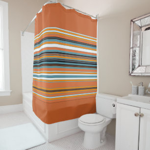 Orange Striped Pattern Shower Curtain