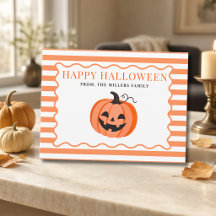 Orange Striped Pumpkin Halloween Greeting