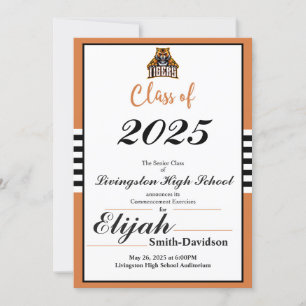 Orange Striped Simple Graduation Invitation