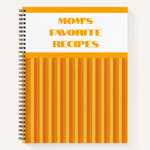 Orange Striped Spiral Recipe Notebook