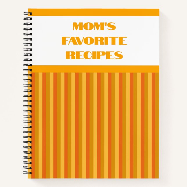 Orange Striped Spiral Recipe Notebook (Front)