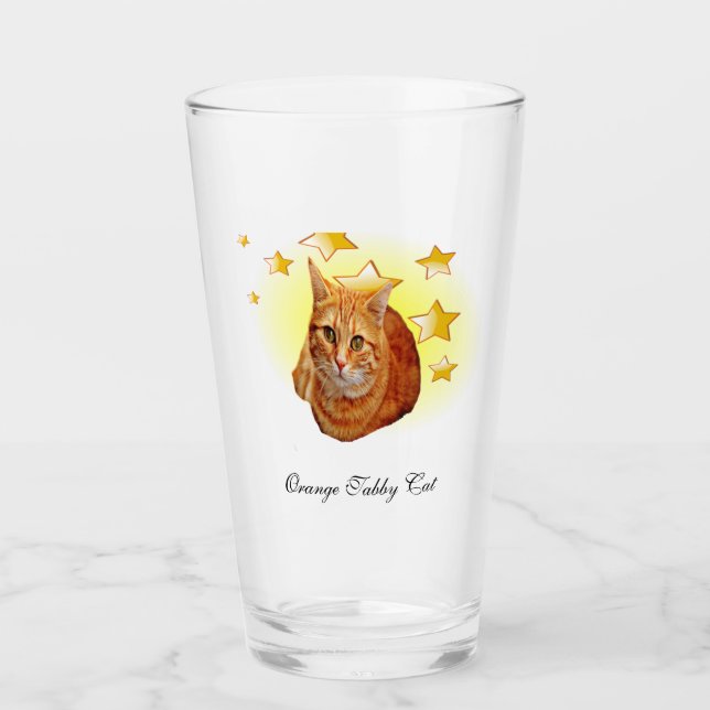 Orange Striped Tabby Cat is a Star     Glass (Front)