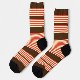 Orange Stripes Brown Socks