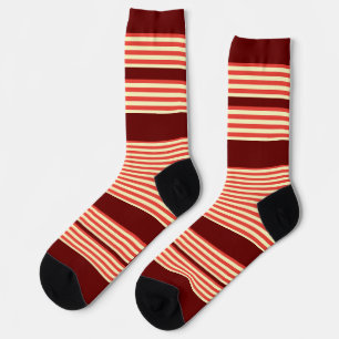 Orange Stripes Dk Red Socks