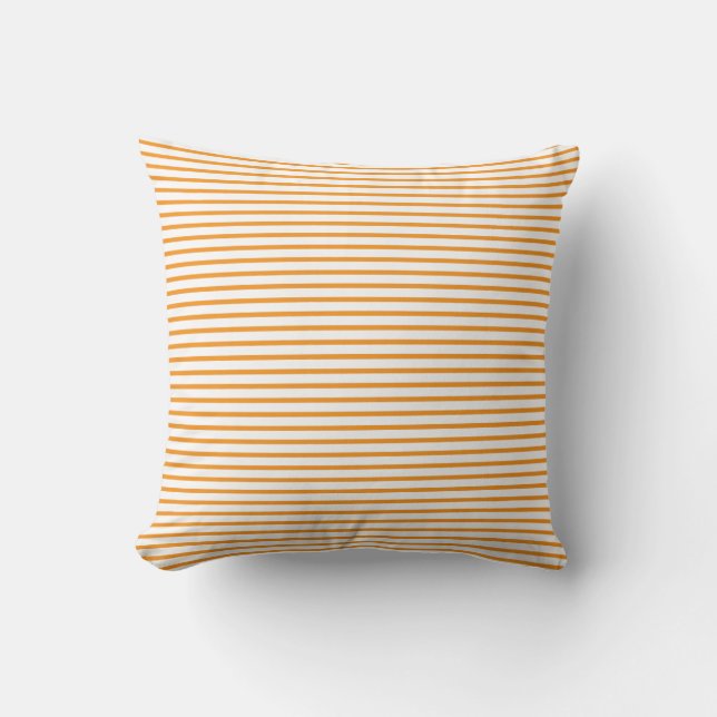 Orange Stripes Halloween Fall / Autumn Cushion (Front)