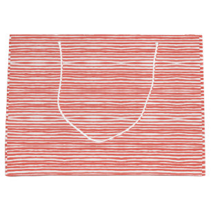 Orange stripes, lines large gift bag