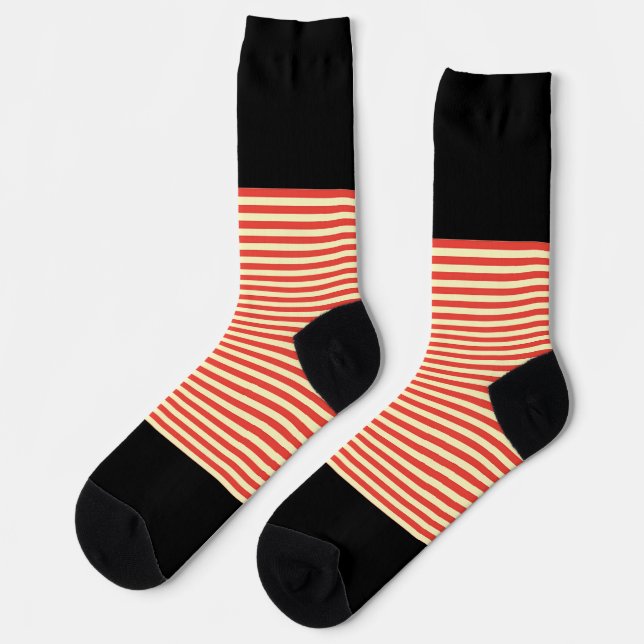 Orange Stripes On Black Socks (Left)