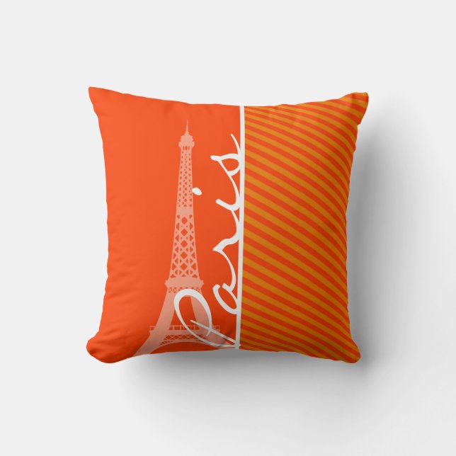 Orange Stripes; Paris Cushion (Front)