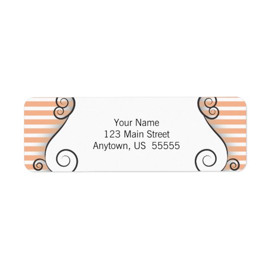 Orange Stripes with Vintage Swirls Return Address Label