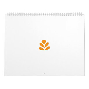 Orange stylised flower-like design on a dark backg calendar