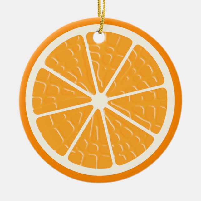 Orange Stylised Fruit Slice Ceramic Ornament (Front)
